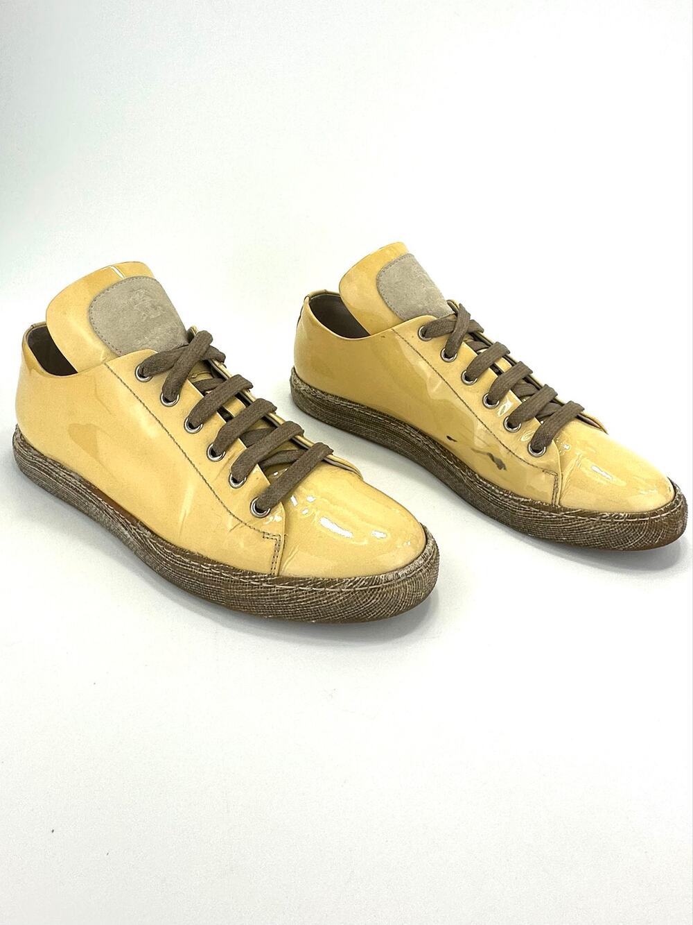 Brunello Cucinelli Luxury Sneakers Size 9.5/39.5 Yellow Italian Leather Designer